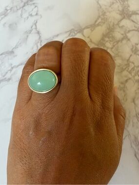 Karen Kane Seafoam Oval Stone Ring in Golden Tone